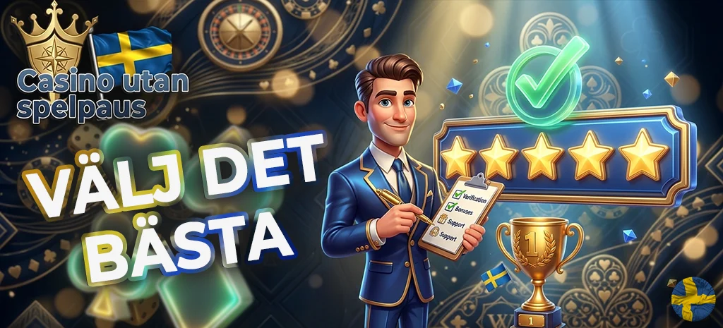Vår process för att granska och välja ut de bästa casinona utan spelpaus.